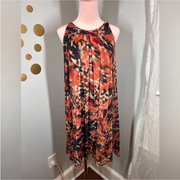 EUC London Times Watercolor Print Shift Dress - Picture 6 of 13